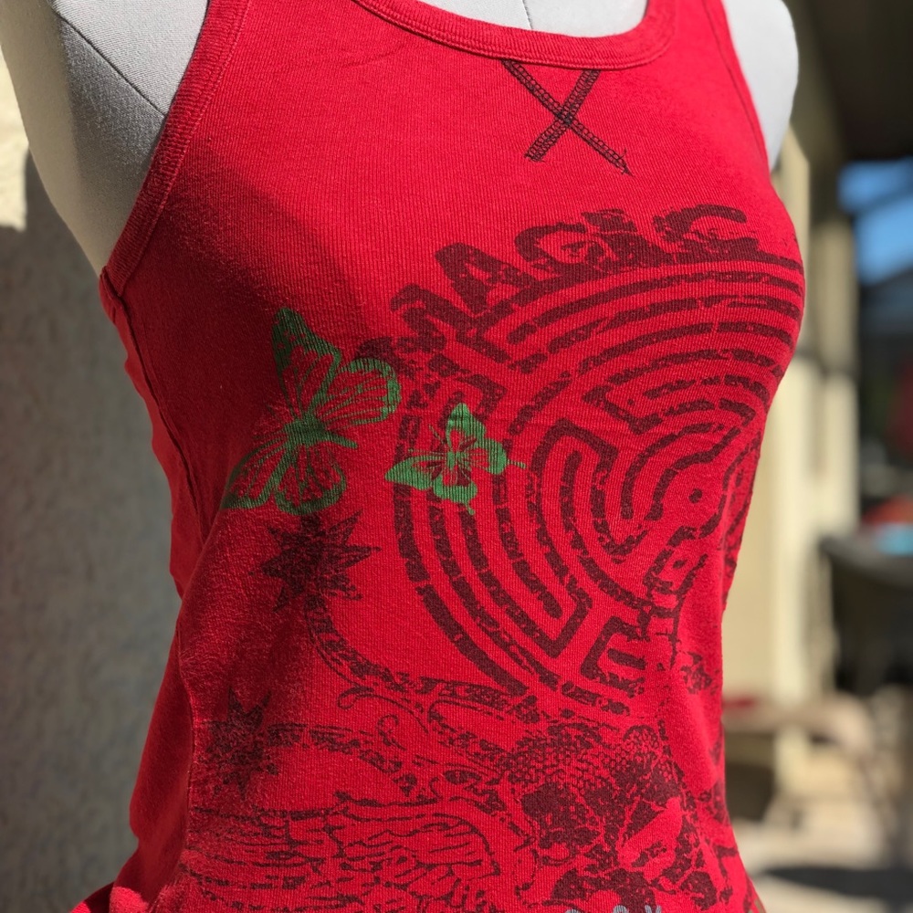 2 tops cotton and sheer nylon by Desigual. Spanish brand. Size small.
